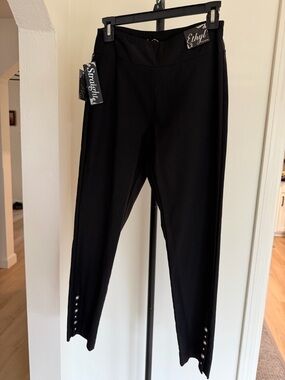 Ethyl Black Pants Size 2 Stretch Slim Fit Button Detail NWT